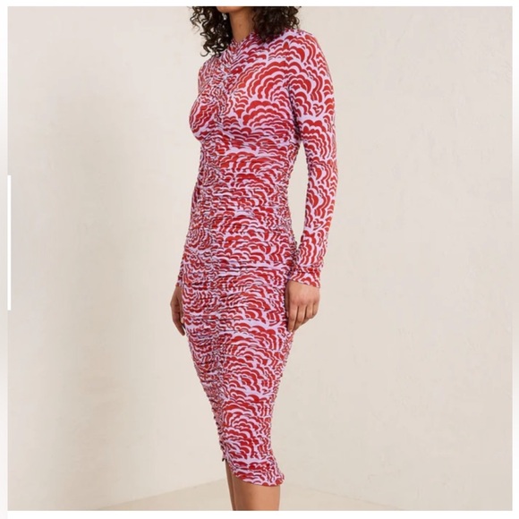 A.L.C. Ansel Jersey Dress, Lilac and Red, Size Medium - Picture 4 of 6